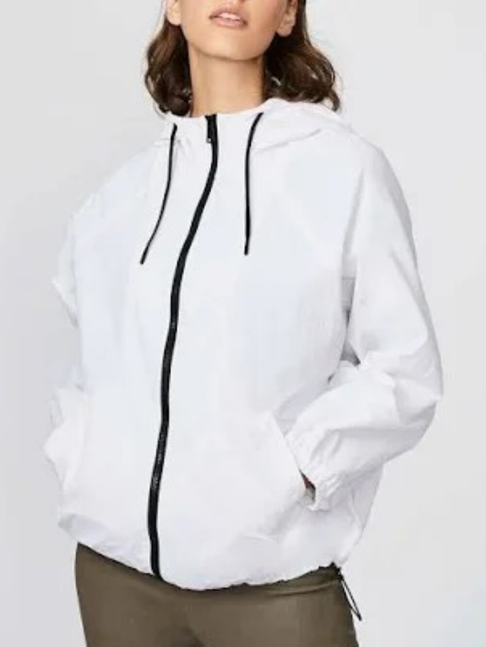 Bernardo White Hooded Windbreaker Jacket